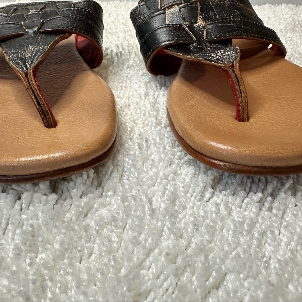 BED|STU Distressed Black and Tan Sandals 9.0 - Picture 3 of 5